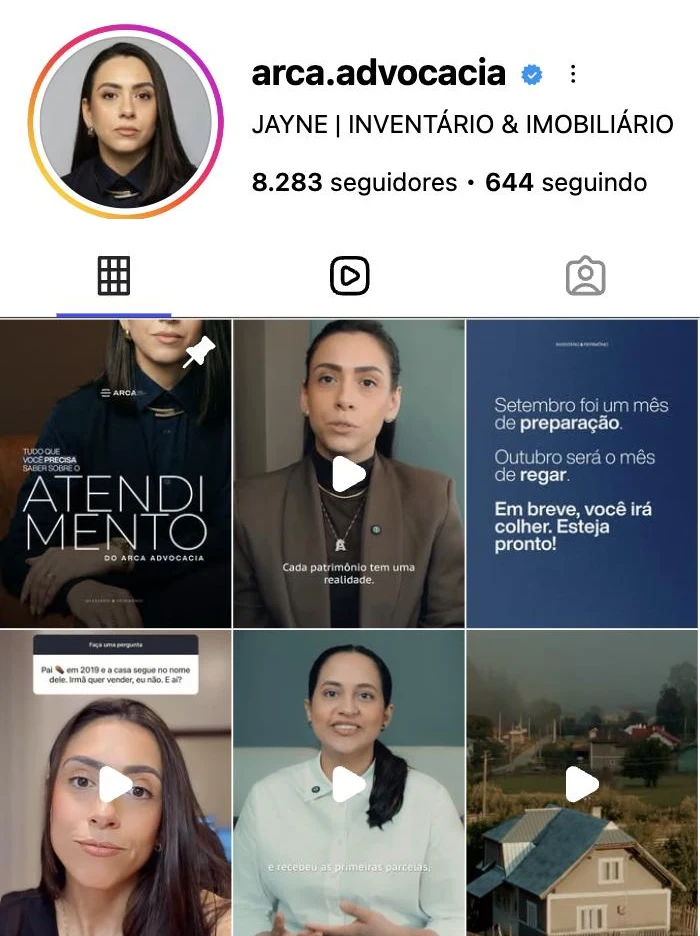 Perfil @arca.advocacia no Instagram